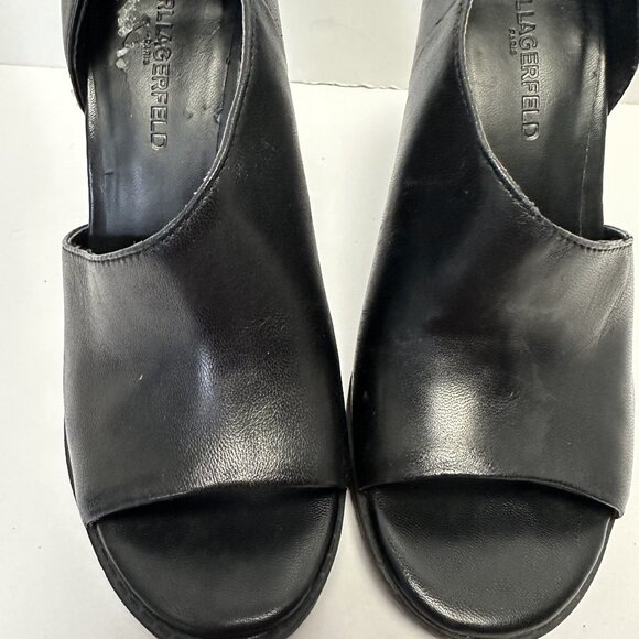 Karl Lagerfeld Paris Brette Leather Heels Size 7 Slip on - Picture 7 of 9